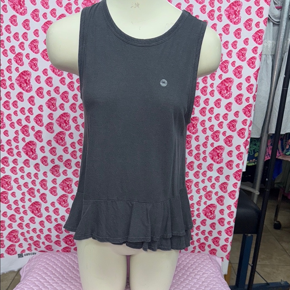 Women's Sleeveless Ruffle Hem Top - Gray
